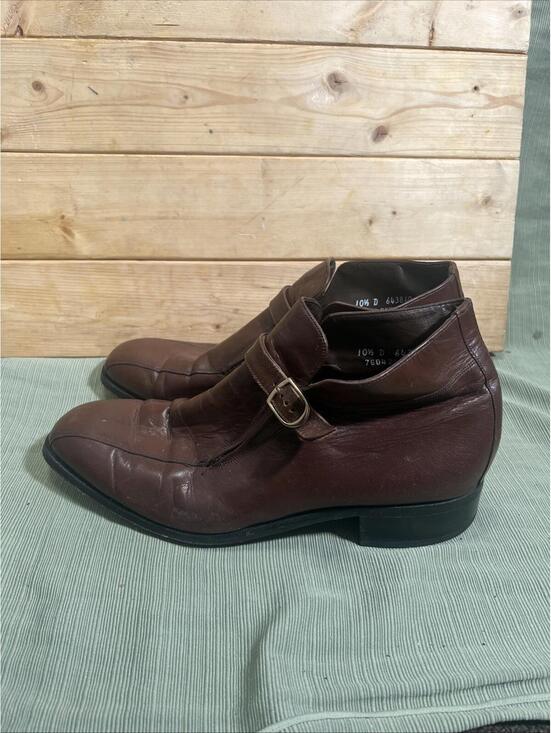 1970s Florsheim Imperial Guardsman Chukka Boots Brown Leather Monk Strap Sz 10.5